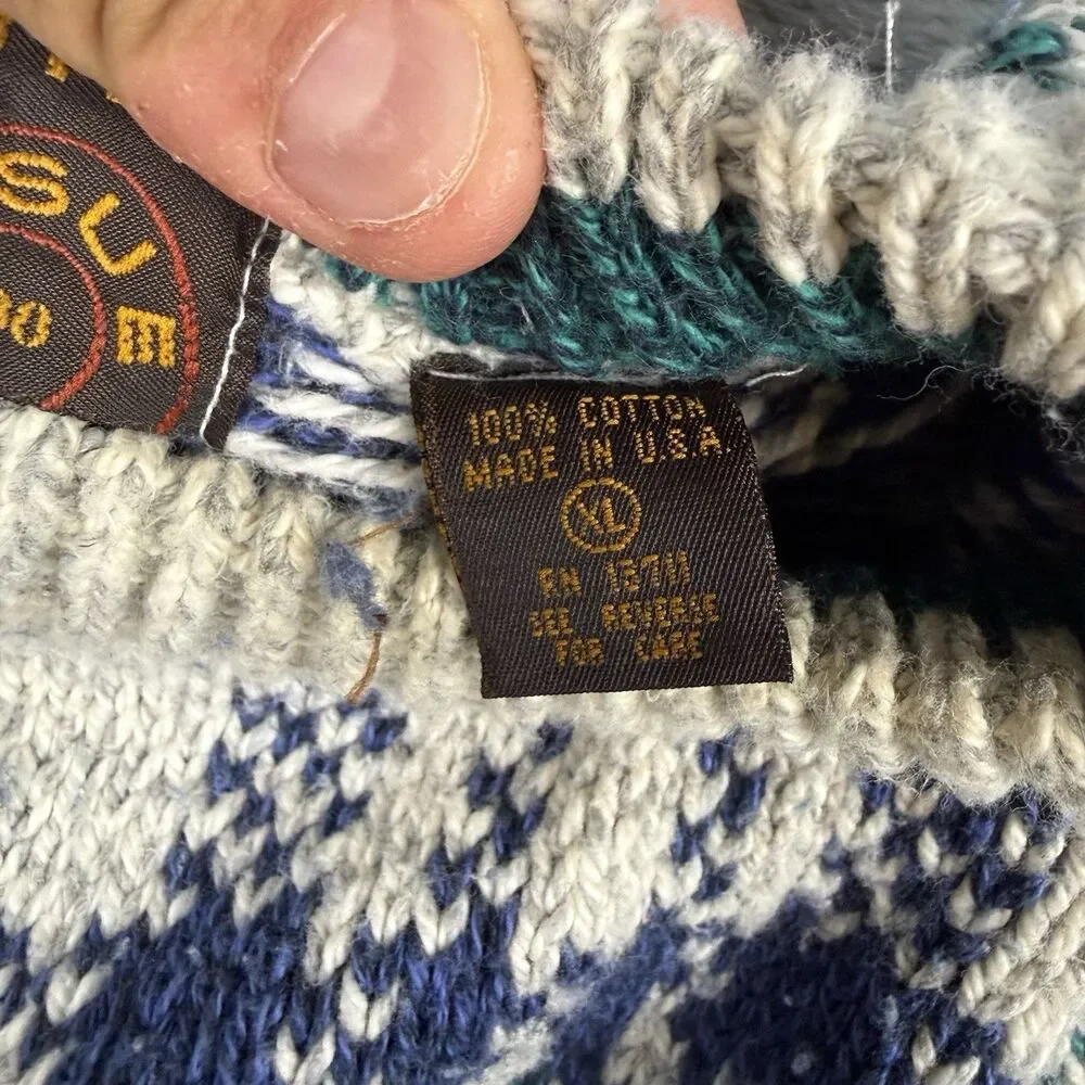 Vintage Authentic Issue 100% Cotton Plaid Sweater Men’s XL USA Made